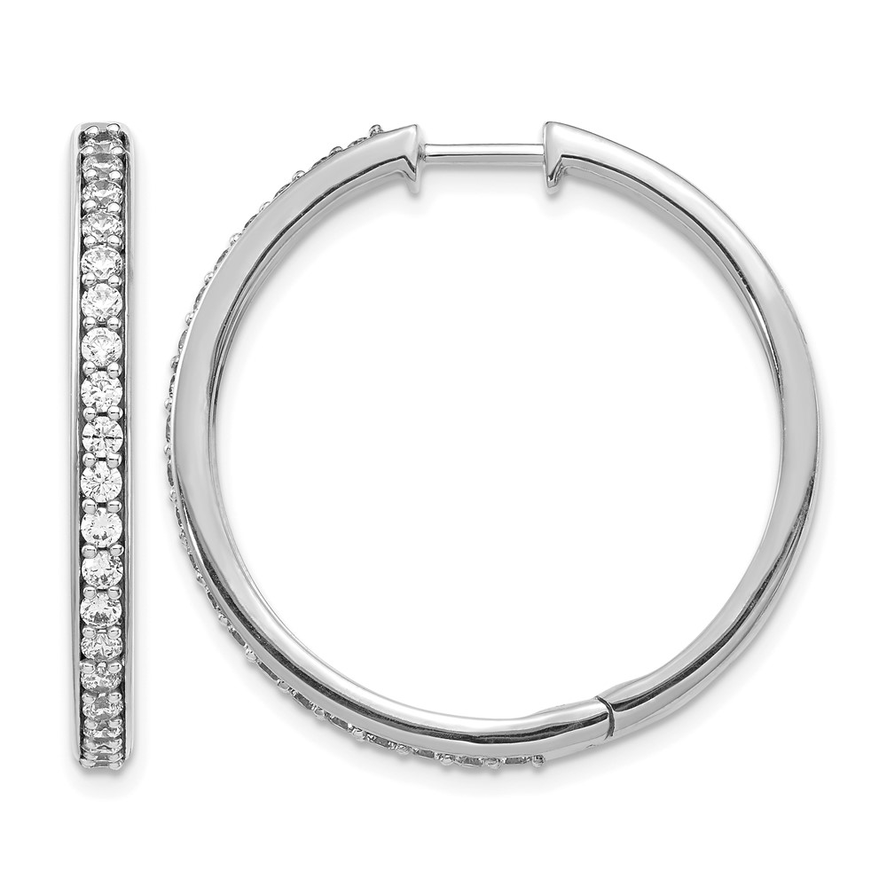 EM4267-100-WA.jpg 14k White Gold Diamond Hinged Hoop Earrings - Image 1