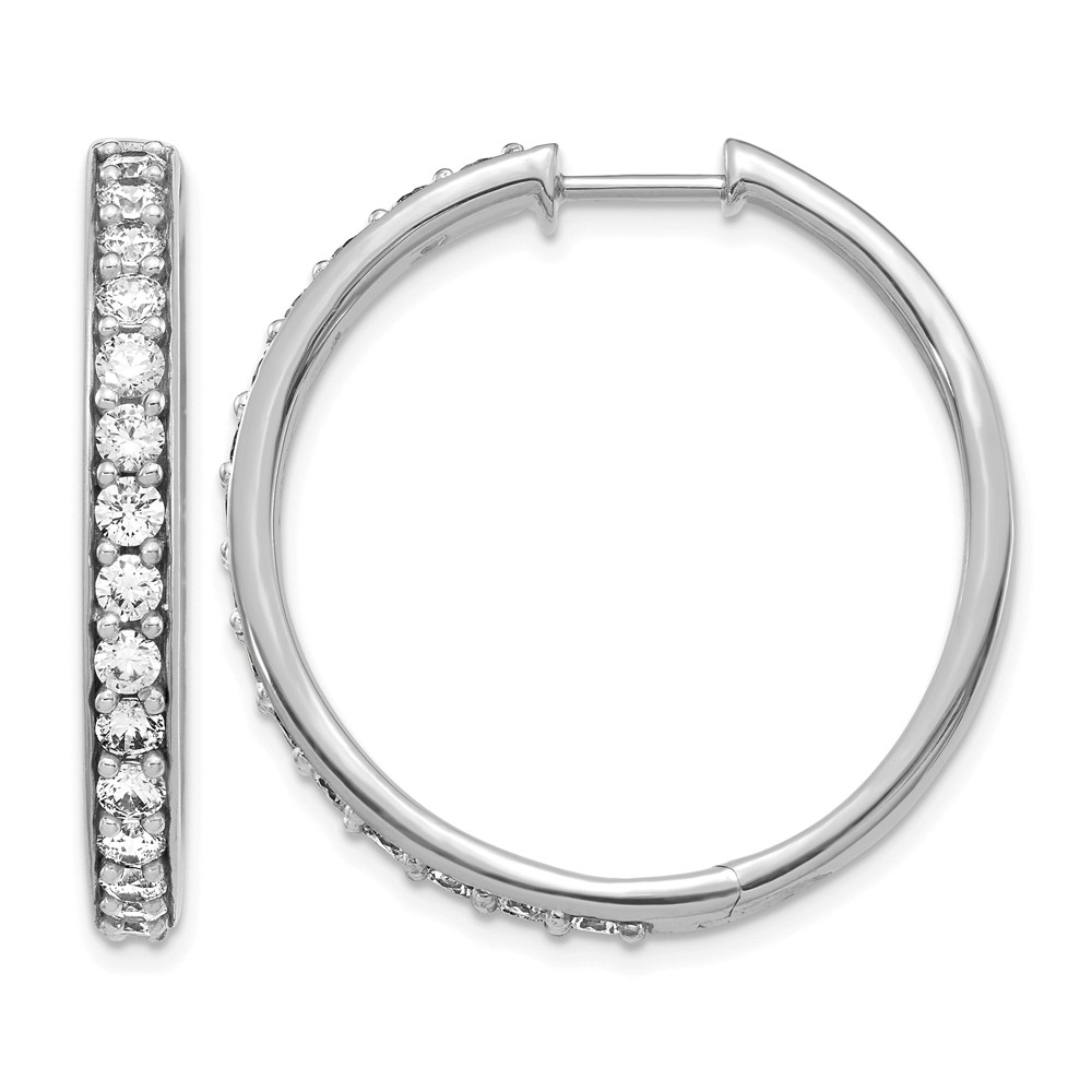 EM4267-200-WA.jpg 14k White Gold Diamond Hinged Hoop Earrings - Image 1