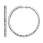 14k White Gold Diamond Hinged Hoop Earrings