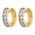 14k Yellow Gold Diamond Milgrain Hinged Hoop Earrings - Image 2