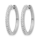14k White Gold Diamond Milgrain Hinged Hoop Earrings - Image 2