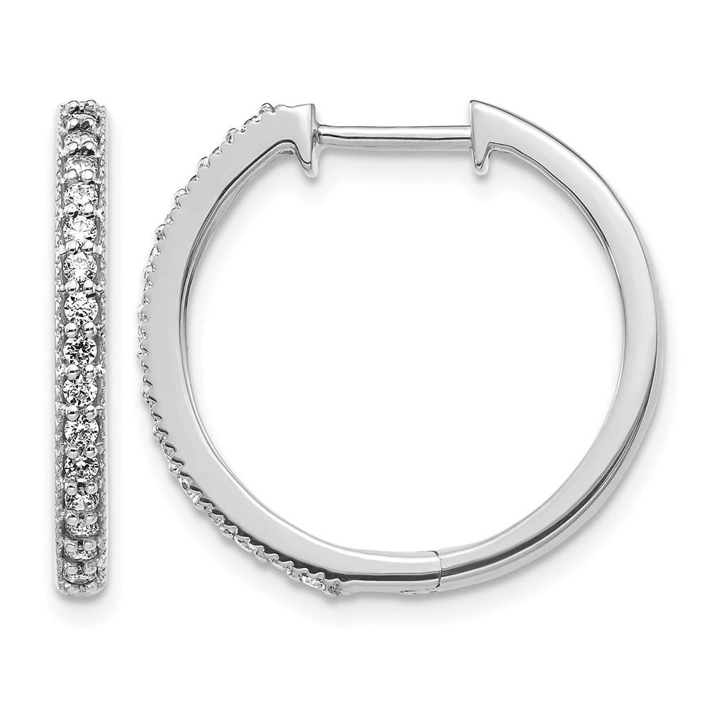 EM4273-036-WA.jpg 14k White Gold Diamond Milgrain Hinged Hoop Earrings - Image 1