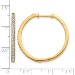 14k Yellow Gold Diamond Milgrain Hinged Hoop Earrings - Image 4