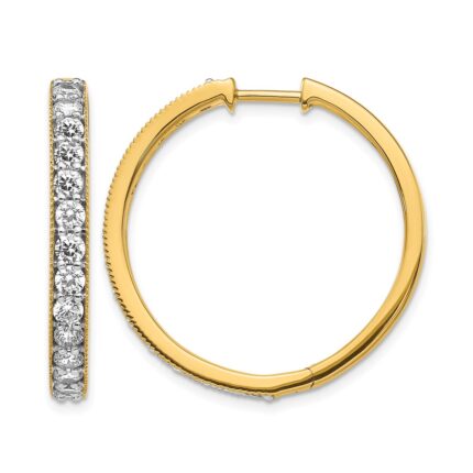 14k Yellow Gold Diamond Milgrain Hinged Hoop Earrings