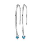 14k White Gold Diamond and Blue Topaz Earrings - Image 2