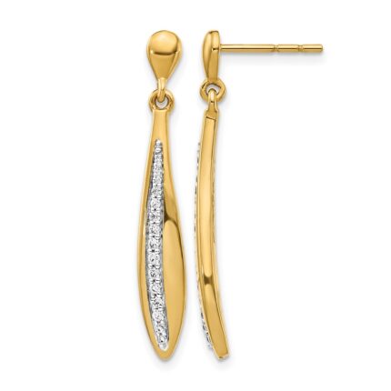 14k 1/4 carat Diamond Oval Dangle Post Earrings