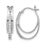 10k White Gold Diamond Hoop Earrings