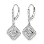 14k White Gold 1 carat Diamond Square Cluster Leverback Earrings - Image 2