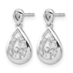 14k White Gold 1/6 carat Lab Grown Diamond VS/SI+ G+ Complete Dangle Teardrop Post Earrings - Image 2