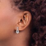 14k White Gold 1/6 carat Diamond Teardrop Dangle Post Earrings - Image 3