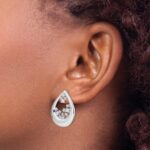 14k White Gold 3/4 carat Diamond Teardrop Post Earrings - Image 3