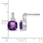14k White Gold 7mm Cushion Checkerboard February/Amethyst and Diamond Post Earrings - Image 4