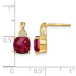 10k Checkerboard Created Ruby and Diamond Earrings - Image 4