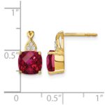 14k 7mm Cushion Checkerboard July/Lab Created Ruby and Diamond Post Earrings - Image 4