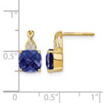 14k 7mm Cushion Checkerboard September/Lab Created Sapphire and Diamond Post Earrings - Image 4