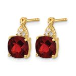 10k Checkerboard Garnet and Diamond Earrings - Image 2