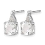 14k White Gold 7mm Cushion Checkerboard April/White Topaz and Diamond Post Earrings - Image 2