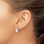 14k 7mm Cushion Checkerboard April/White Topaz and Diamond Post Earrings - Image 3