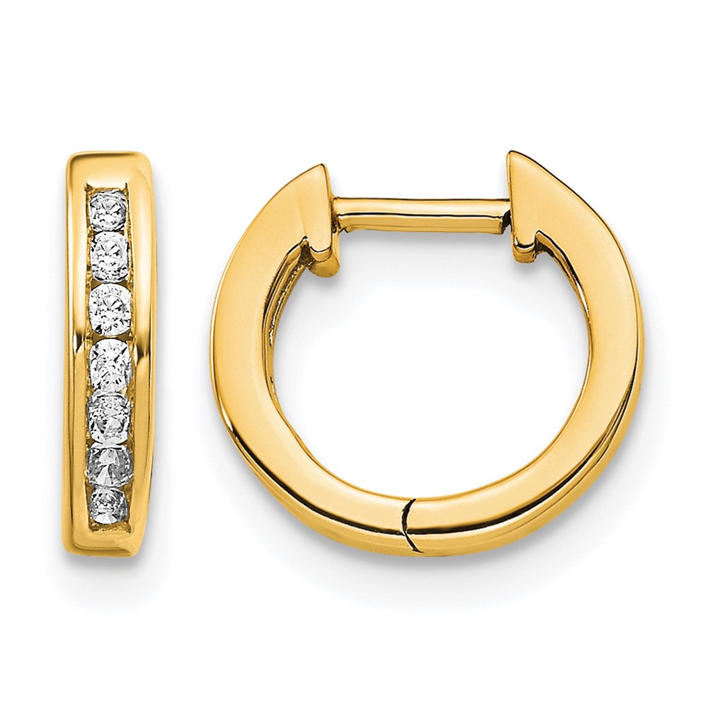 EM5347-010-YA.jpg 14k Gold Polished Diamond Hinged Hoop Earrings - Image 1