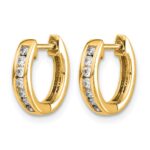 14k Gold Polished Diamond Hinged Hoop Earrings - Image 2