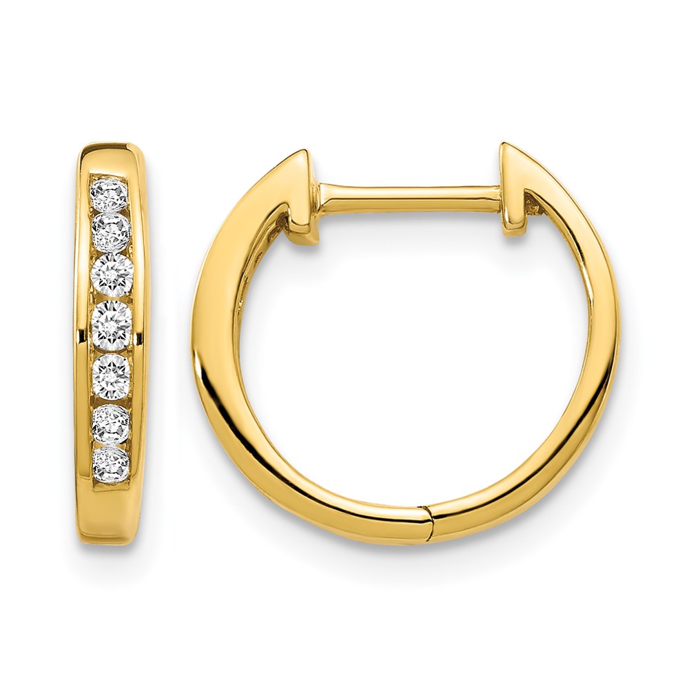 EM5347-020-YA.jpg 14k Gold Polished Diamond Hinged Hoop Earrings - Image 1