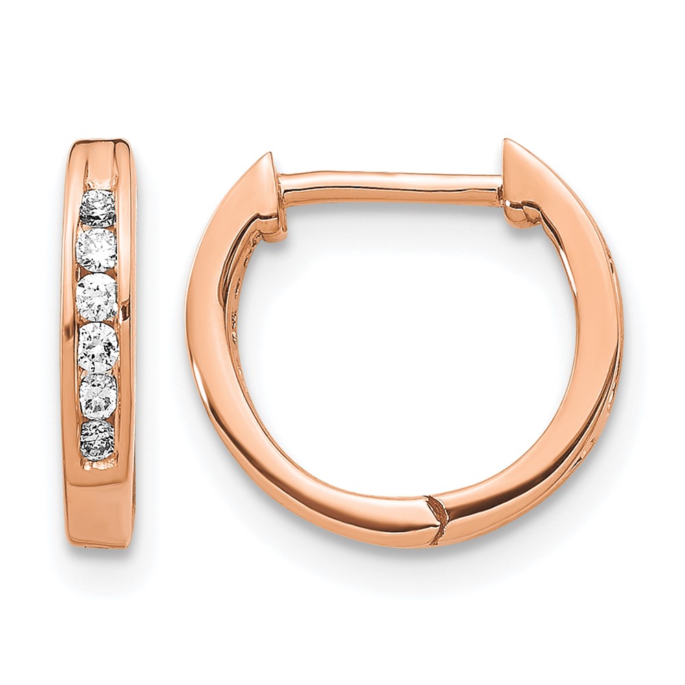 EM5349-013-1RA.jpg 10k Rose Gold Polished Diamond Hinged Hoop Earrings - Image 1