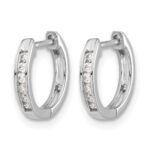 10k White Gold Polished Diamond Hinged Hoop Earrings - Image 2