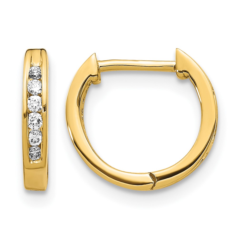 EM5349-013-YA.jpg 14k Gold Polished Diamond Hinged Hoop Earrings - Image 1