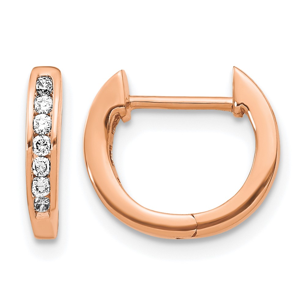 EM5350-016-1RA.jpg 10k Rose Gold Polished Diamond Hinged Hoop Earrings - Image 1