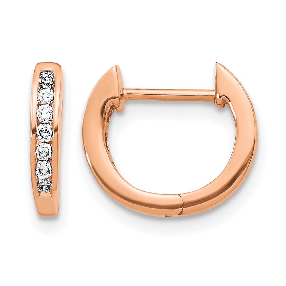 EM5350-016-RA-1.jpg 14k Rose Gold 1/8 carat Lab Grown Diamond VS/SI+ G+ Complete Hinged Hoop Earrings - Image 1
