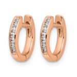 14k Rose Gold Polished Diamond Hinged Hoop Earrings - Image 2