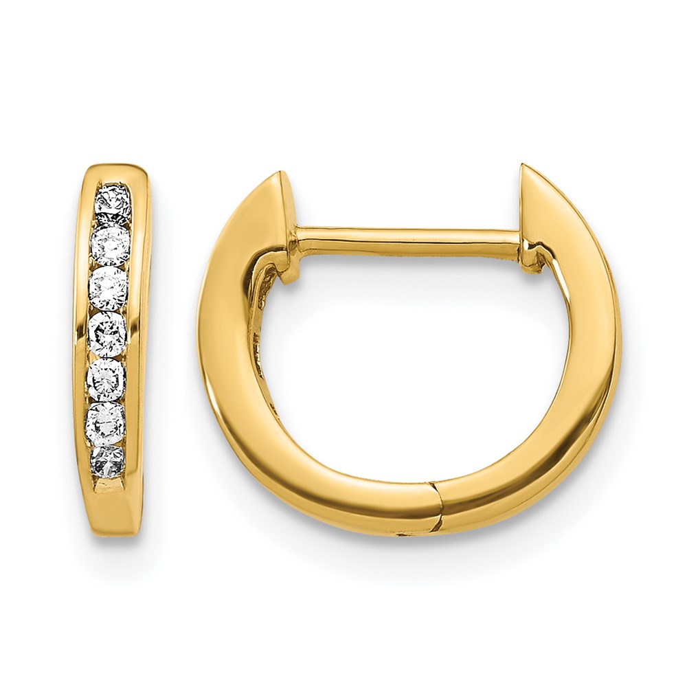 EM5350-016-YA.jpg 14k Gold Polished Diamond Hinged Hoop Earrings - Image 1