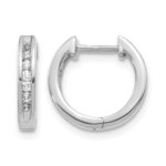 14k White Gold Diamond Hinged Hoop Earrings