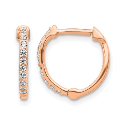 14k Rose Gold 1/5 carat Lab Grown Diamond VS/SI+ G+ Complete Hinged Hoop Earrings