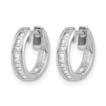 10k White Gold Baguette Diamond Hinged Hoop Earrings - Image 2