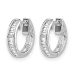 14k White Gold Baguette Diamond Hinged Hoop Earrings - Image 2