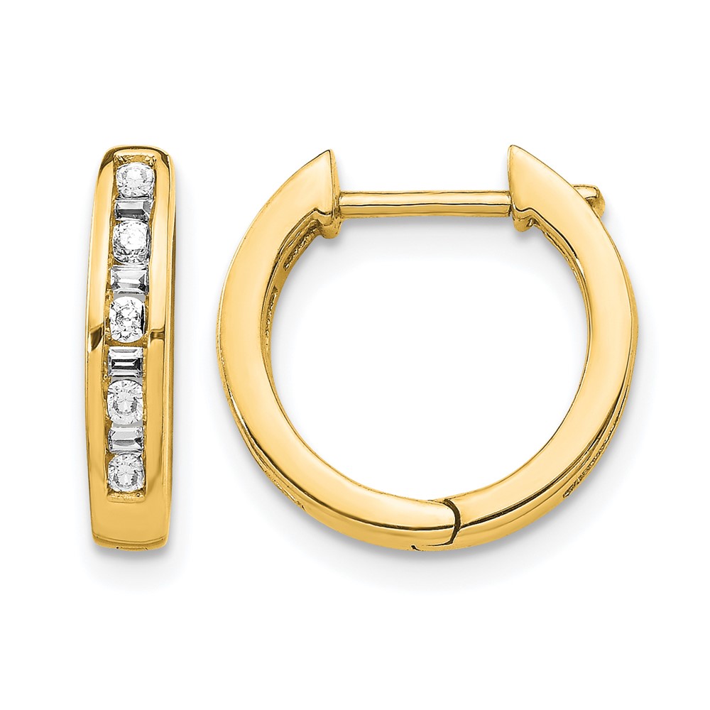 EM5359-025-YA.jpg 14k Round/Baguette Diamond Hinged Hoop Earrings - Image 1