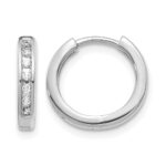 14k White Gold Diamond Hinged Hoop Earrings