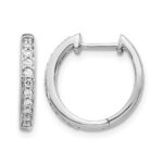 14k White Gold Diamond Complete Hinged Hoop Earrings