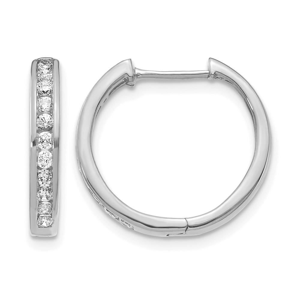 EM5365-050-WA.jpg 14k White Gold Diamond Hinged Hoop Earrings - Image 1