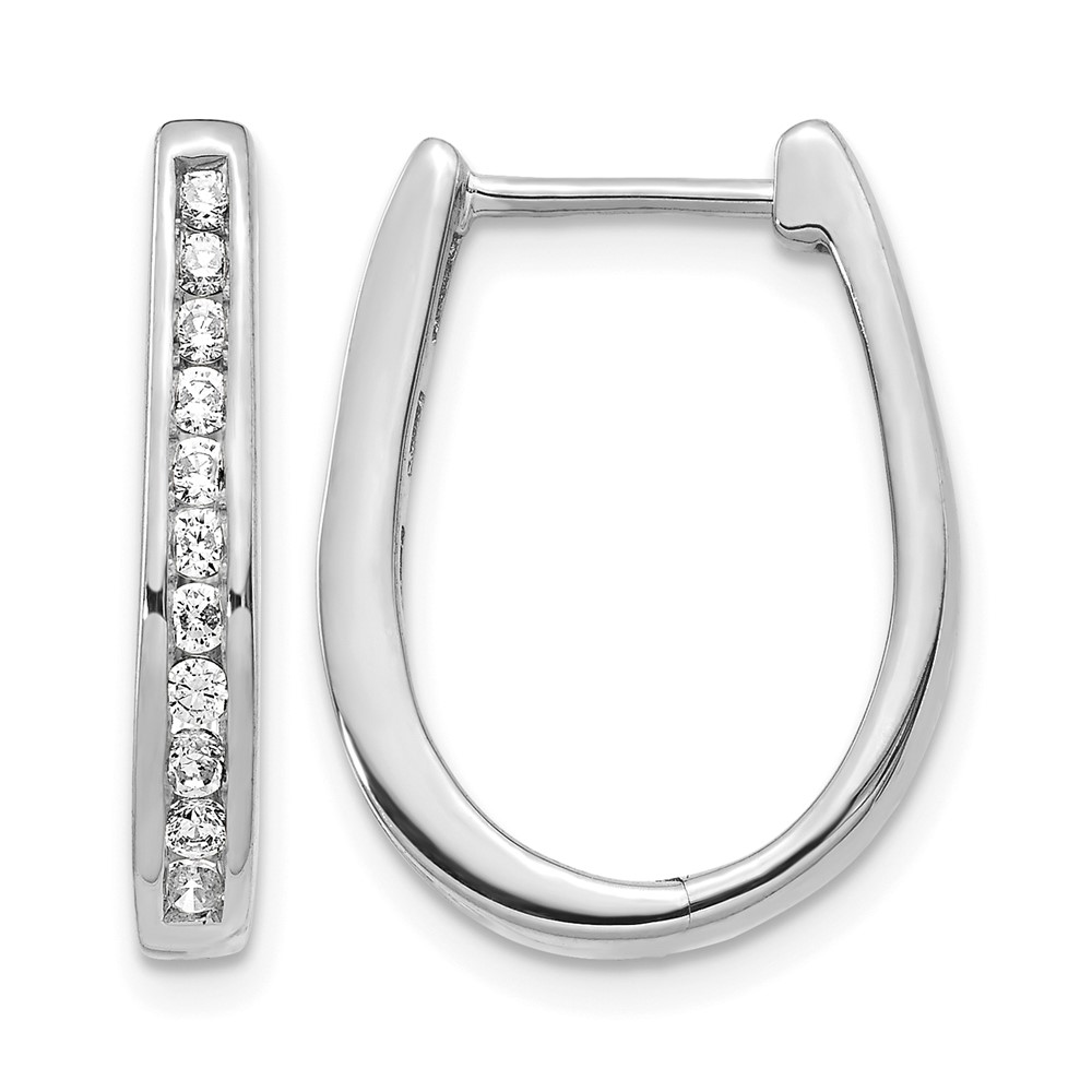 EM5369-050-1WA.jpg 10k White Gold Diamond Oval Hinged Hoop Earrings - Image 1