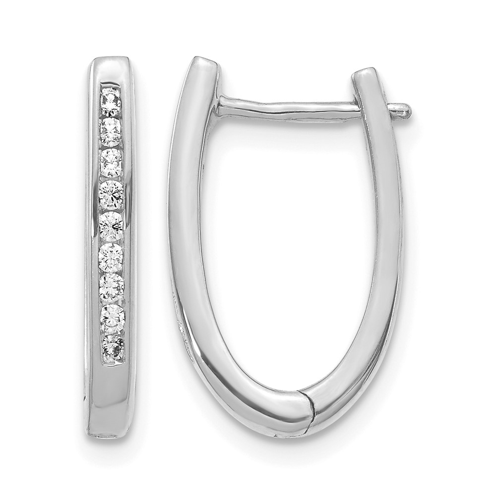 EM5370-025-WA.jpg 14k White Gold Diamond Oval Hinged Hoop Earrings - Image 1