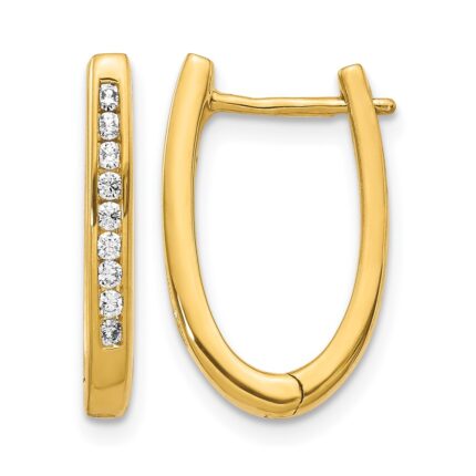 14k Diamond Oval Hinged Hoop Earrings