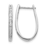10k White Gold Diamond Oval Hinged Hoop Earrings