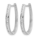 10k White Gold Diamond Oval Hinged Hoop Earrings - Image 2