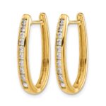 10k Diamond Oval Hinged Hoop Earrings - Image 2
