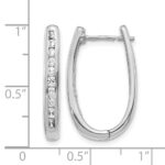 14k White Gold Diamond Oval Hinged Hoop Earrings - Image 4