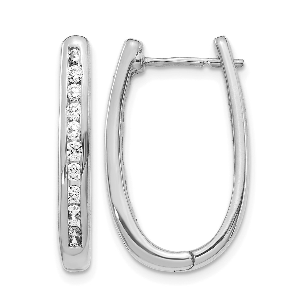 EM5371-075-WA.jpg 14k White Gold Diamond Oval Hinged Hoop Earrings - Image 1