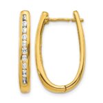 14k Diamond Oval Hinged Hoop Earrings