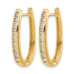 14k Diamond Oval Hinged Hoop Earrings - Image 2